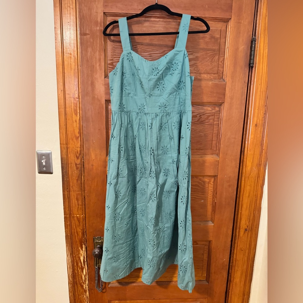 J. Crew Teal Eyelet Maxi Dress